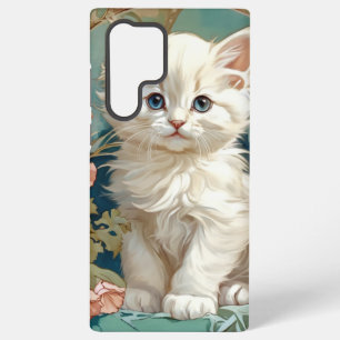 Alphonse Mucha Stil Weiße Katze Samsung Galaxy Hülle