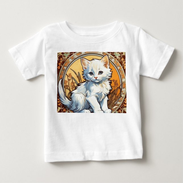 Alphonse Mucha Style Cat Baby T-shirt (Vorderseite)