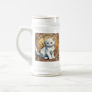 Alphonse Mucha Style Cat Bierglas