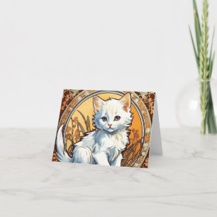 Alphonse Mucha Style Cat Einladung