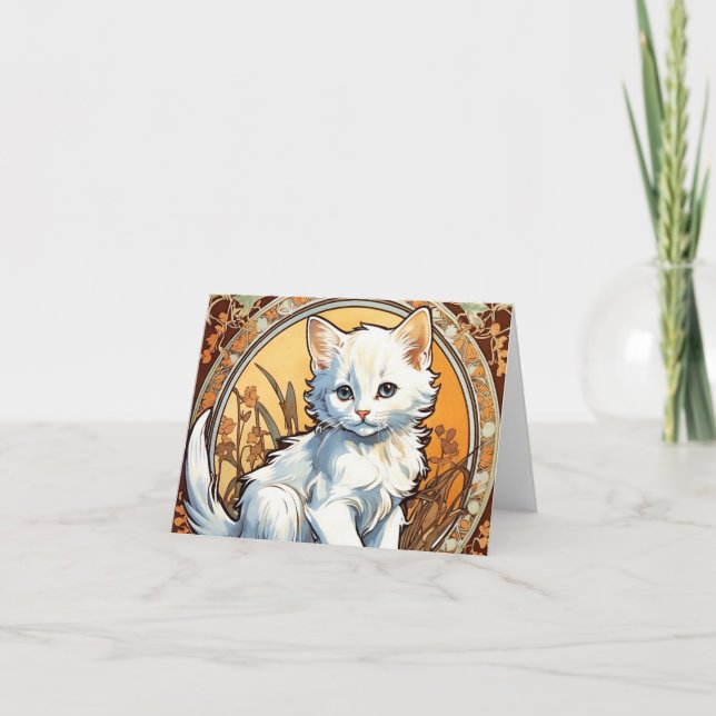 Alphonse Mucha Style Cat Einladung (Vorderseite)