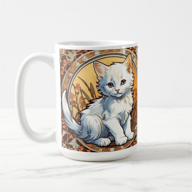 Alphonse Mucha Style Cat Kaffeetasse (Links)