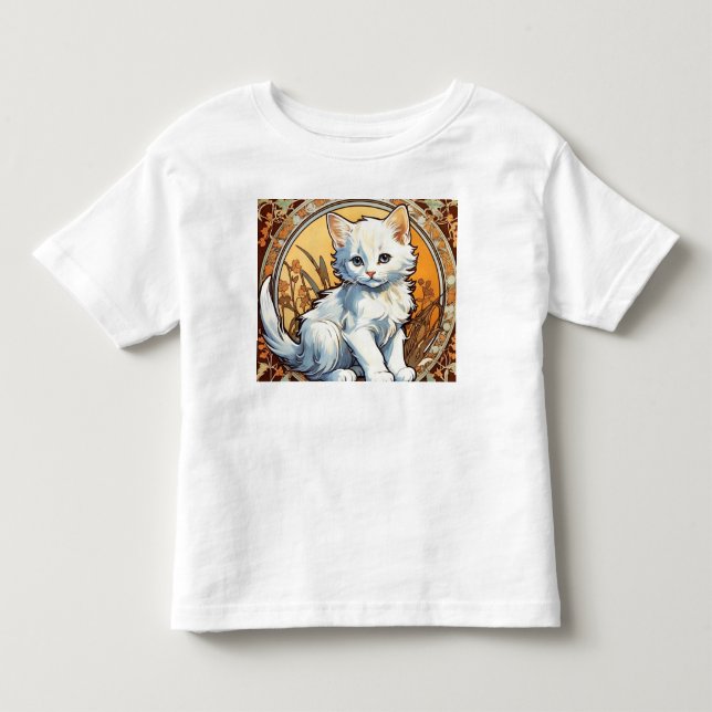 Alphonse Mucha Style Cat Kleinkind T-shirt (Vorderseite)