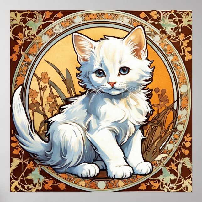 Alphonse Mucha Style Cat Poster (Vorne)