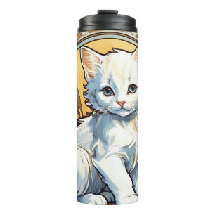 Alphonse Mucha Style Cat Thermosbecher