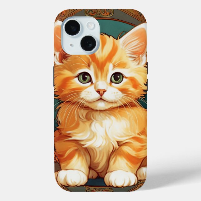 Alphonse Mucha Style Orange Cat Case-Mate iPhone Hülle (Rückseite)