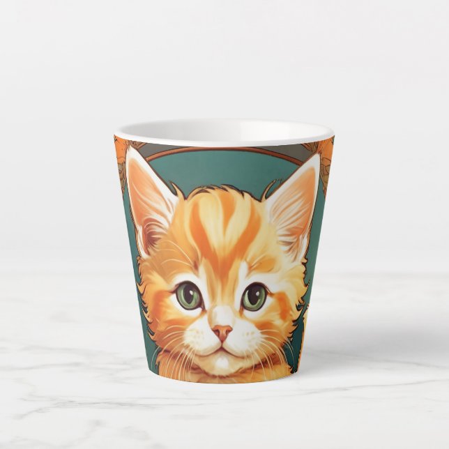 Alphonse Mucha Style Orange Cat Milchtasse (Vorderseite)