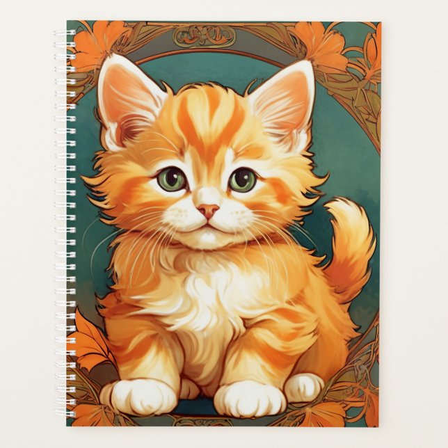 Alphonse Mucha Style Orange Cat Planer (Vorderseite)