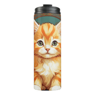 Alphonse Mucha Style Orange Cat Thermosbecher
