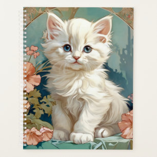 Alphonse Mucha Style White Cat Planer