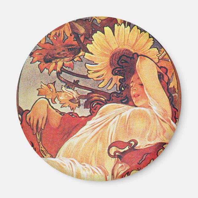 Alphonse Mucha Sunflower Magnet (Vorne)