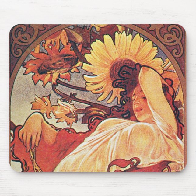 Alphonse Mucha Sunflower Mousepad (Vorne)
