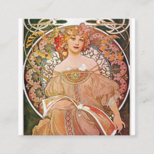 Alphonse Mucha - Tagtraum Quadratische Visitenkarte