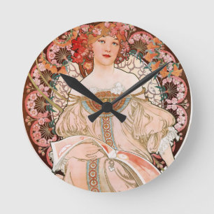 Alphonse Mucha: Tagtraum (Rêverie) Runde Wanduhr