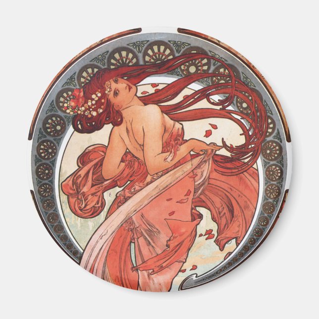 Alphonse Mucha Tanz 1898 Jugendstil Vintag Magnet (Vorne)
