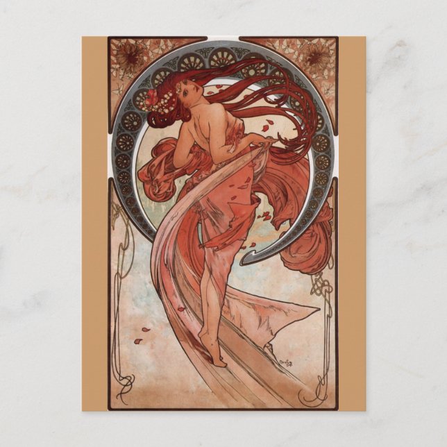 Alphonse Mucha, "Tanz" Postkarte (Vorderseite)