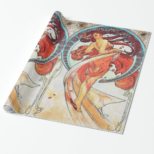 Alphonse Mucha Tanz Vintage Art Nouveau Gemälde Geschenkpapier
