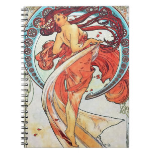 Alphonse Mucha Tanz Vintage Art Nouveau Gemälde Notizblock