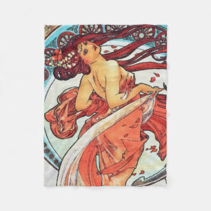 Alphonse Mucha Tanz Vintage Jugendstil-Malerei Fleecedecke