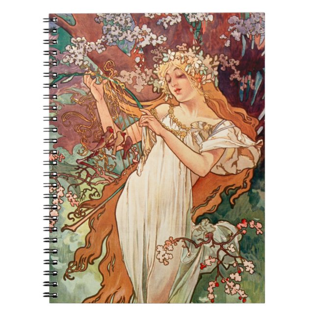 Alphonse Mucha, The Seasons (1896) Spring Notizblock (Vorderseite)