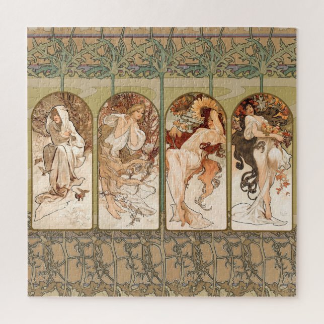 Alphonse Mucha The Seasons 1897 Art Nouveau Puzzle (Vertikal)