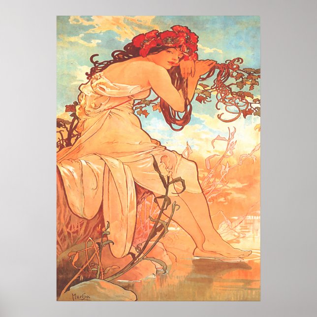 Alphonse Mucha - The Summer - The Seasons Poster (Vorne)