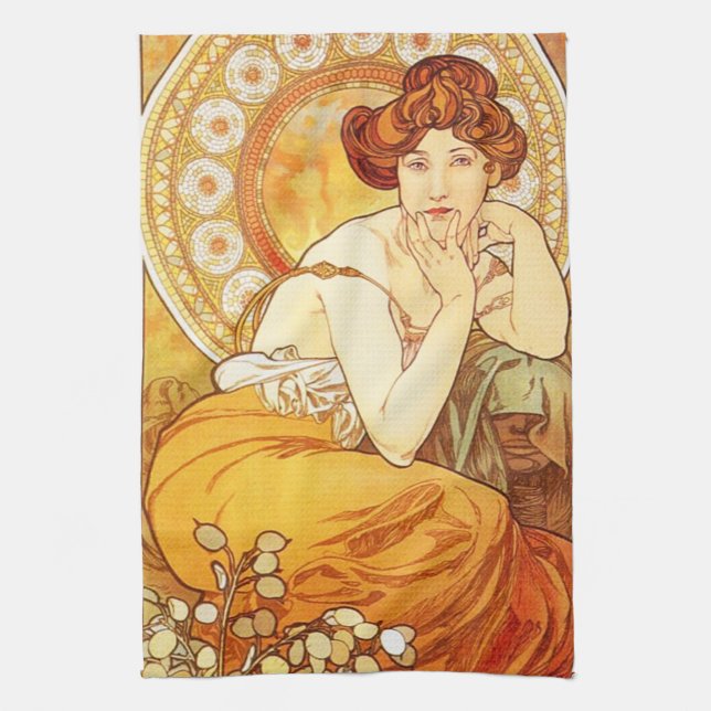 Alphonse Mucha Topas Küchenhandtuch Handtuch (Vertikal)