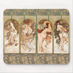 Alphonse Mucha Vier Jahreszeiten 1897 Art Nouveau  Mousepad