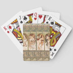 Alphonse Mucha Vier Jahreszeiten 1897 Art Nouveau  Spielkarten