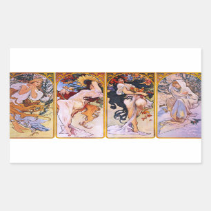 Alphonse Mucha Vier Jahreszeiten Aufkleber