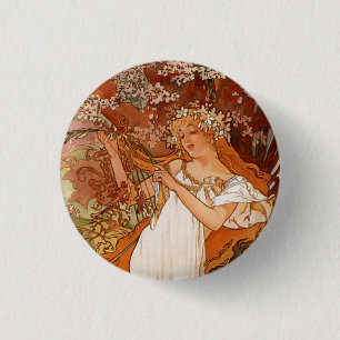 Alphonse Mucha, Vier Jahreszeiten, Frühling Button