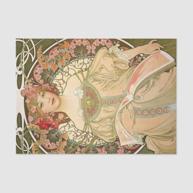 Alphonse Mucha Vintag antikes Dekoupage Papier (Vorderseite)