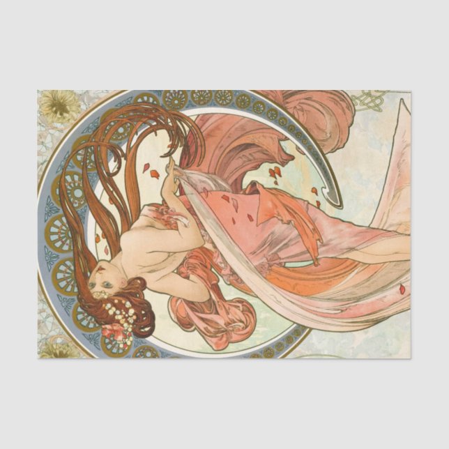 Alphonse Mucha Vintag antikes Dekoupage Papier (Vorderseite)