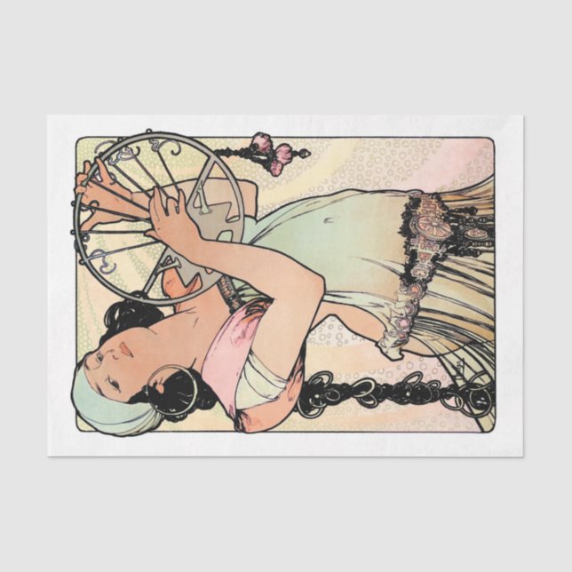 Alphonse Mucha Vintag antikes Dekoupage Papier (Vorderseite)