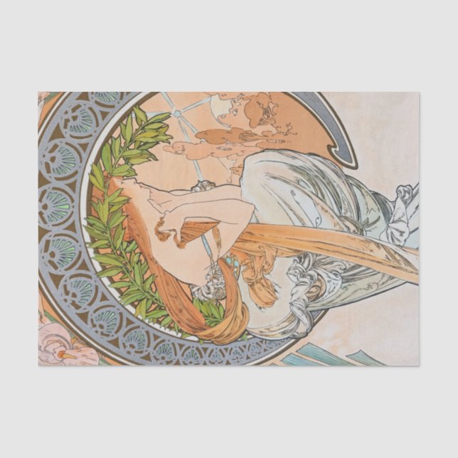 Alphonse Mucha Vintag antikes Dekoupage Papier (Vorderseite)