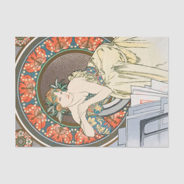 Alphonse Mucha Vintag antikes Dekoupage Papier (Vorderseite)