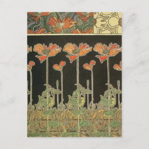 Alphonse Mucha Vintag Popular Art Nouveau Poppies Postkarte
