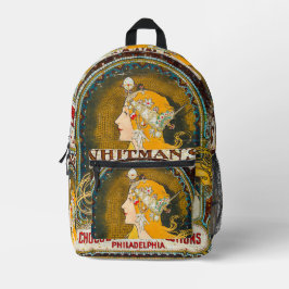 Alphonse Mucha Vintag Whitman's Ad Bedruckter Rucksack