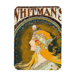 Alphonse Mucha Vintag Whitman's Ad Magnet