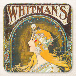 Alphonse Mucha Vintag Whitman's Ad Rechteckiger Pappuntersetzer