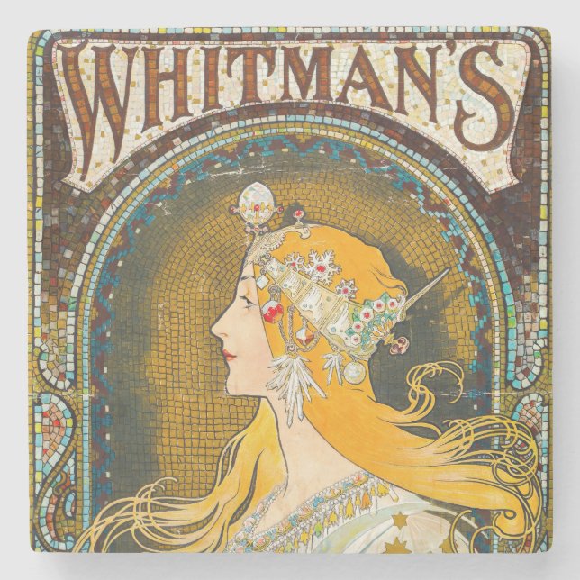 Alphonse Mucha Vintag Whitman's Ad Steinuntersetzer (Vorderseite)