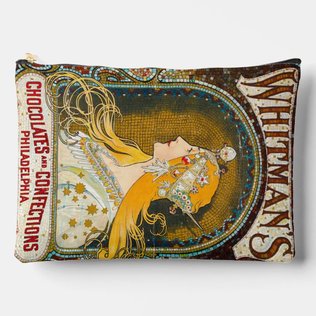 Alphonse Mucha Vintag Whitman's Ad Zubehörtasche (Vorderseite)