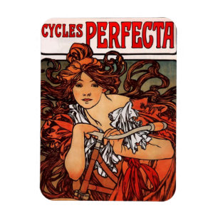 Alphonse Mucha Vintage Fahrrad Magnet