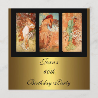 Alphonse Mucha Vintage Kunst Einladung