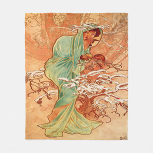 Alphonse Mucha, Vintage Schönheit, kundenspezifisc Fleecedecke