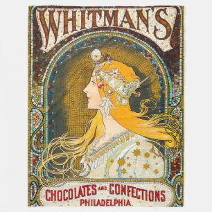 Alphonse Mucha Vintage Whitman's Anzeige Fleecedecke