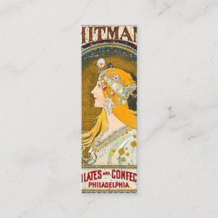 Alphonse Mucha Vintage Whitman's Anzeige Mini Visitenkarte