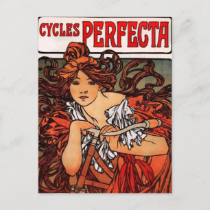 Alphonse Mucha Vintages Fahrrad Postkarte