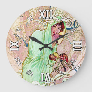 Alphonse Mucha Winter II Große Wanduhr