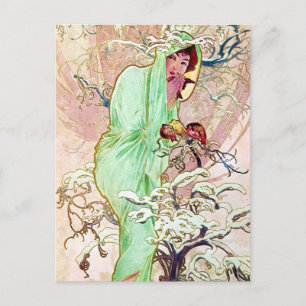 Alphonse Mucha Winter II Postkarte